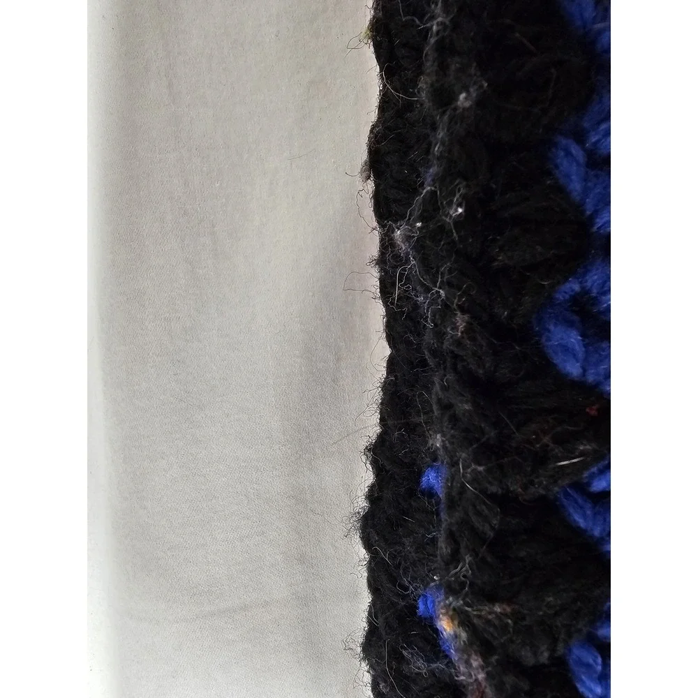 Vintage Large Colorful Crocheted Afghan Blanket Throw 35x38 Handwoven Grannycore